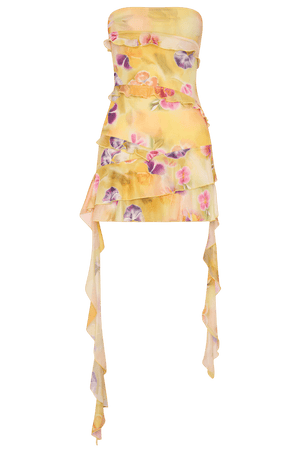 Regina | Šaty bez ramínek s květinovým vzorem